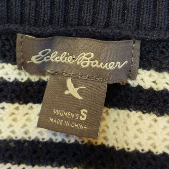 Eddie Bauer Lightweight Spring Summer Nautical Beachy Knit Mesh Sweater Small - Picture 6 of 8